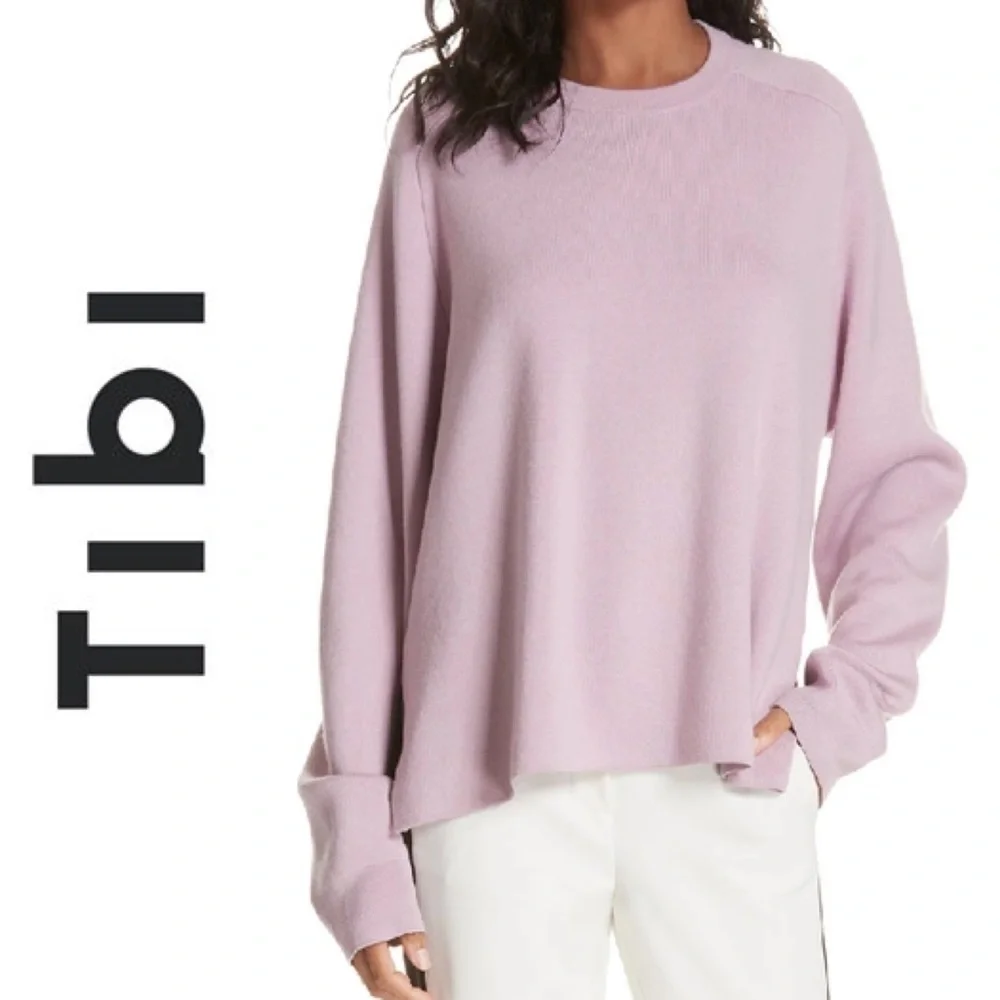 TIBI Silk Back Merino Wool Sweater In lilac - Picture 2 of 11